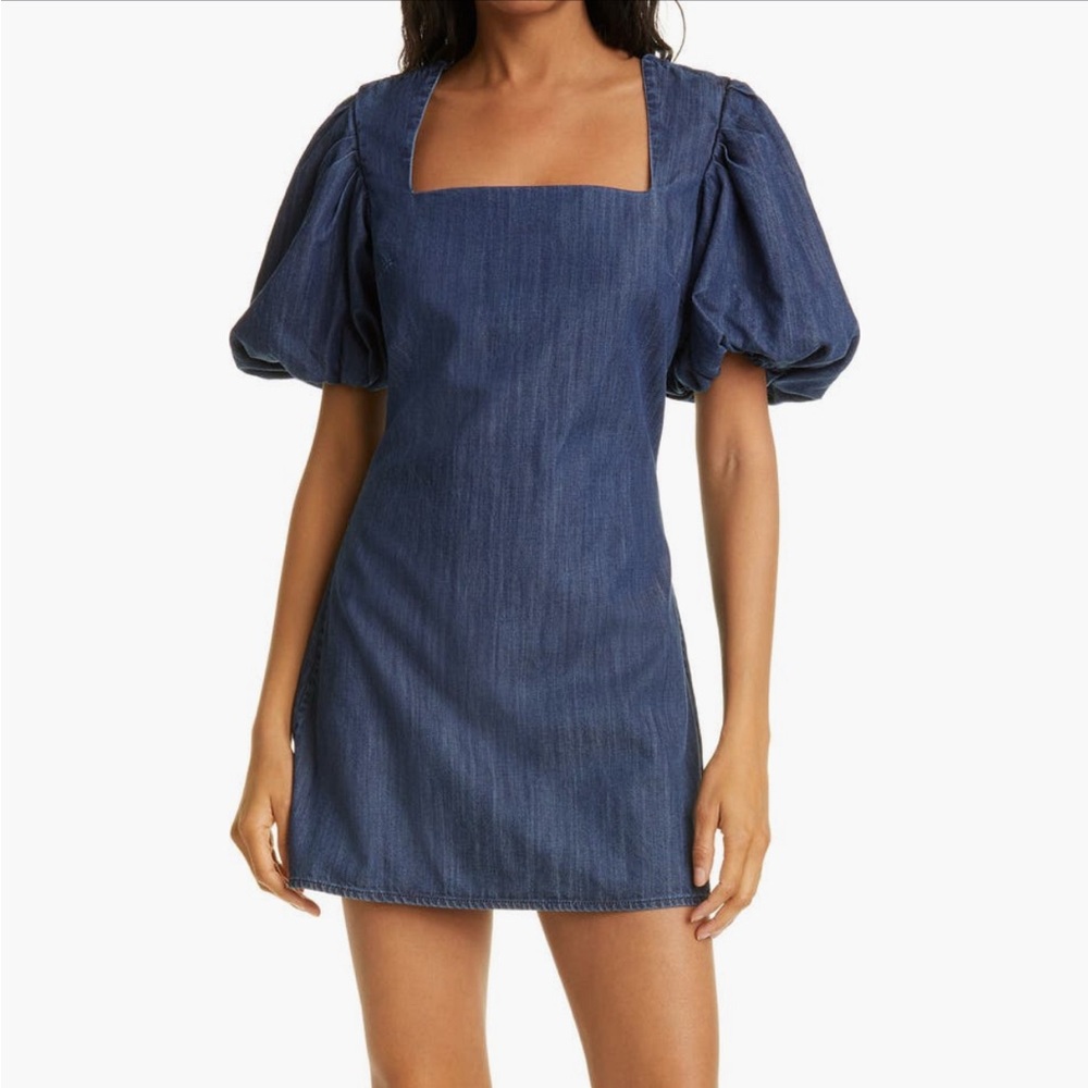 FRAME | Puff Sleeve Denim Minidress